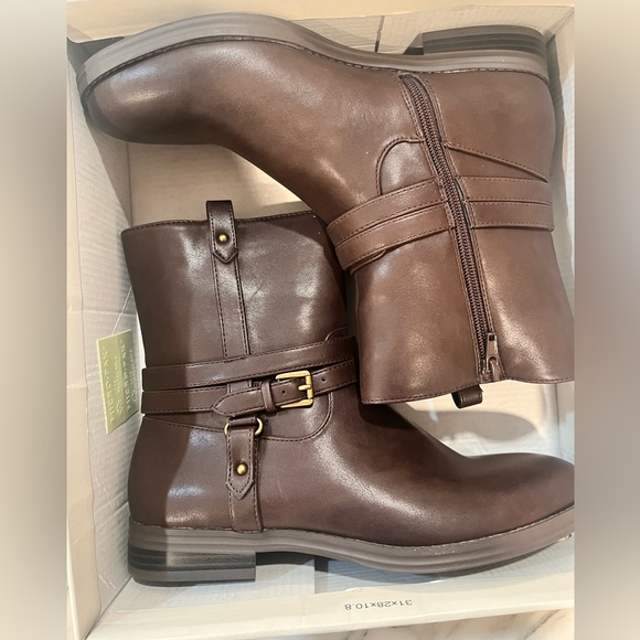 𝅺NEW! Style & Co. Womens State Faux Leather Ankle Booties, Dark Brown Size 8.5 - Picture 10 of 12